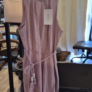 Noli Mauve Jumpsuit with Pearl Tassel Belt